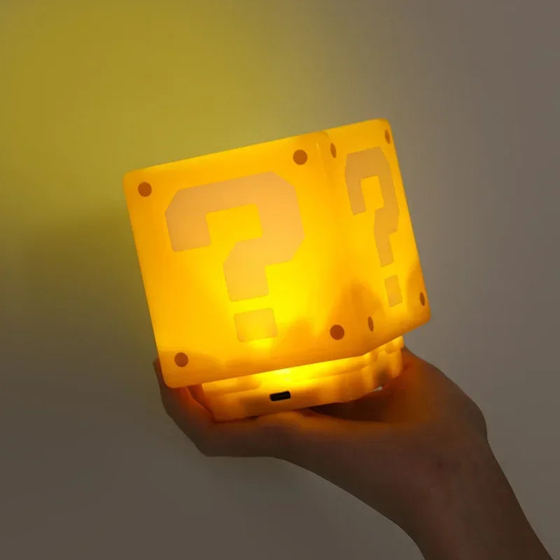 10cm Anime Super Mario Figure Bros Led Question Mark Brick Night Light Usb Charging Desk Lamp Statue Decorative Light Kids Gifts