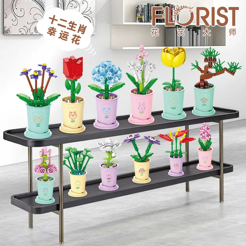 Creative Mini Flower Bouquet Block Mini Building Blocks for Children Girls 6 to 14 Years Old Model Assembly Bricks Toy For Kids