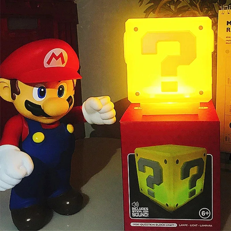 10cm Anime Super Mario Figure Bros Led Question Mark Brick Night Light Usb Charging Desk Lamp Statue Decorative Light Kids Gifts