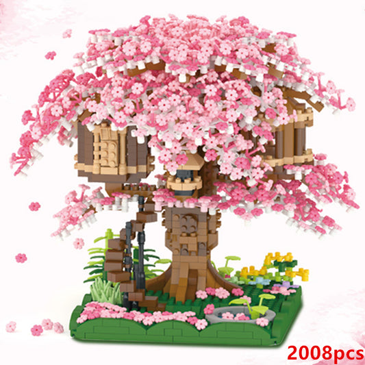 2138 piezas DIY decoloración flor de cerezo rosa árbol casa tren montaje bloques de construcción modelo clásico ladrillos conjuntos niño